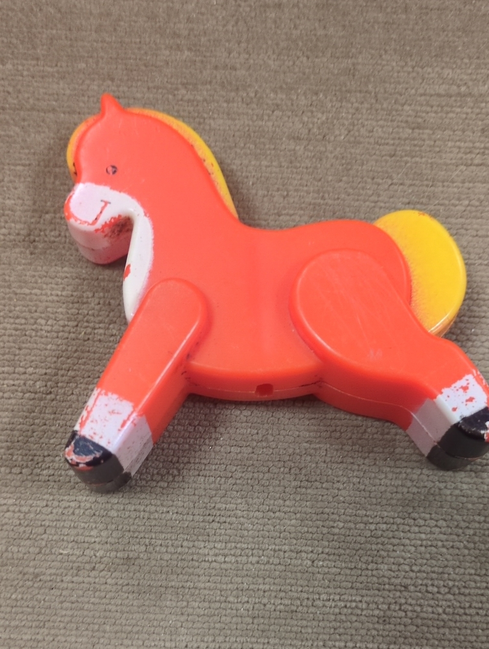 Rare 1973 Fisher Price Mobile Orange and Yellow Kids Horse Toy/ Part